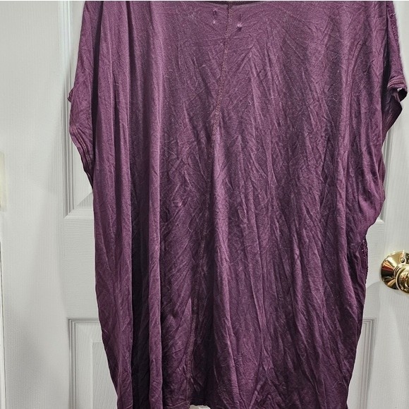 Old Navy Maroon Burgundy Lace Appliqué Cap Sleeve Top Size 4X - Picture 4 of 6